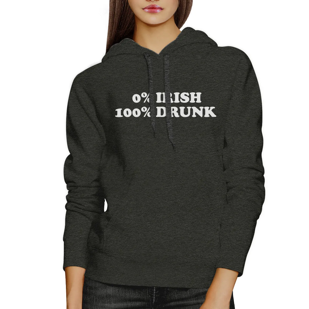 0% Irish 100% Drunk Dark Grey Funny Graphic HoodieGifts For Him