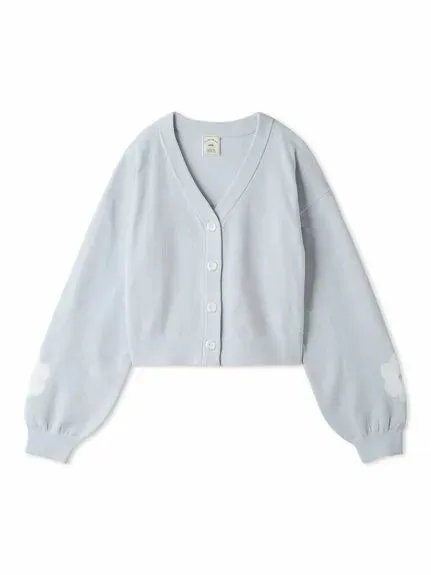 Airy Moco Flower Logo Jacquard Cropped Cardigan