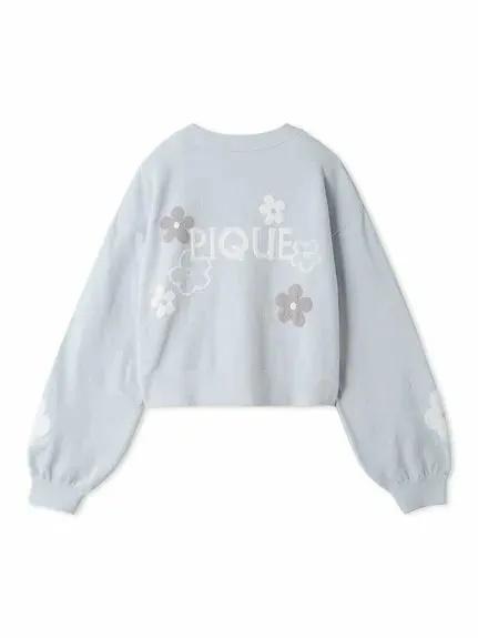 Airy Moco Flower Logo Jacquard Cropped Cardigan