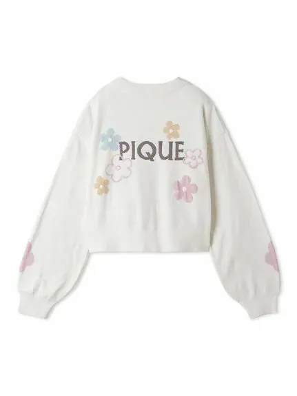 Airy Moco Flower Logo Jacquard Cropped Cardigan