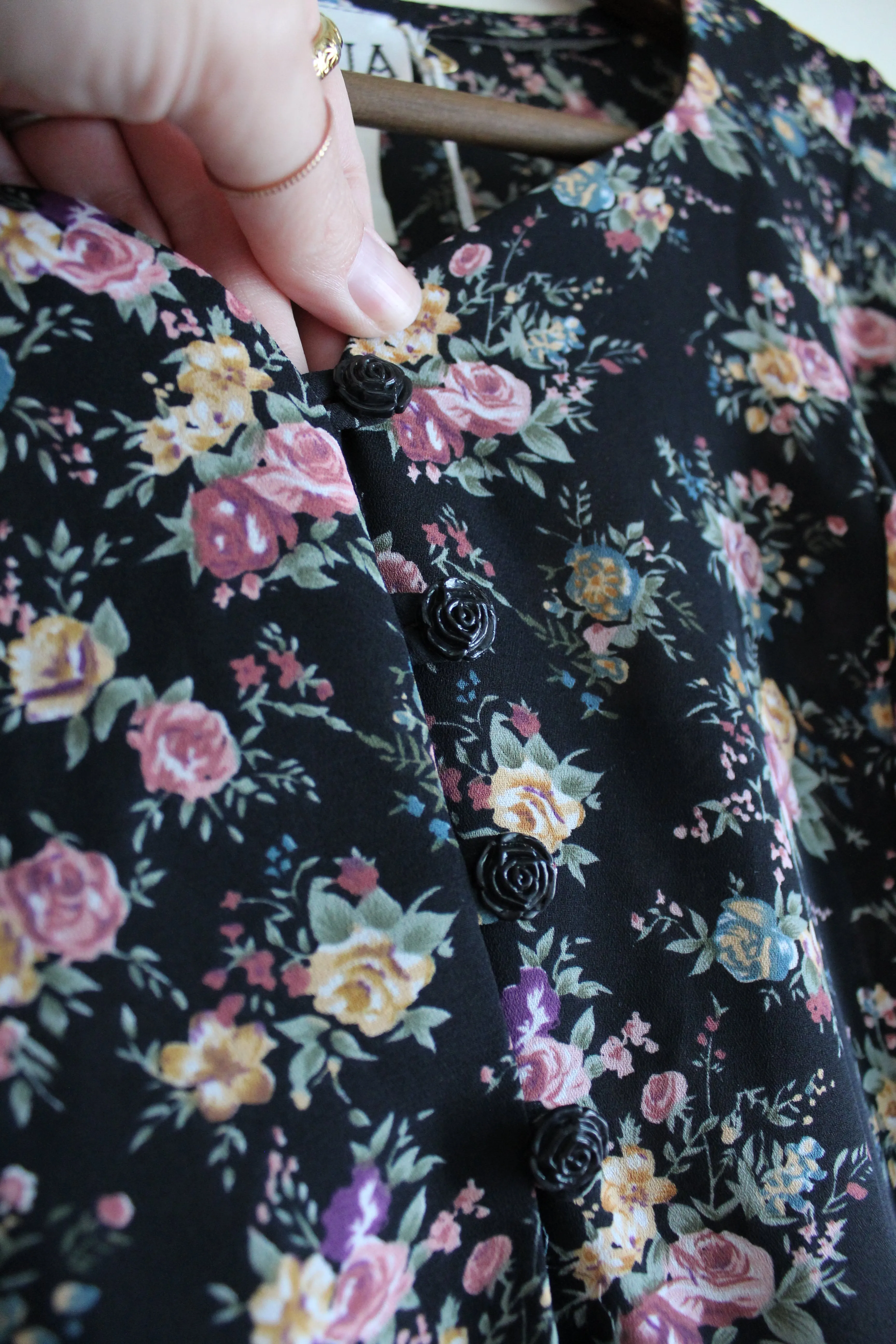 Black Floral Vintage Maxi Dress