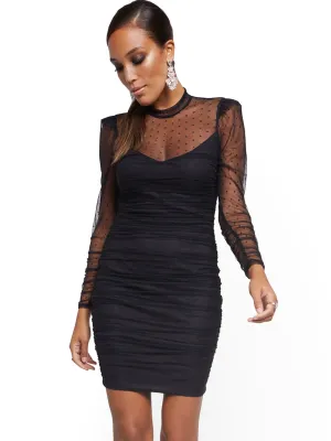 Black Lace Illusion Sheath Dress