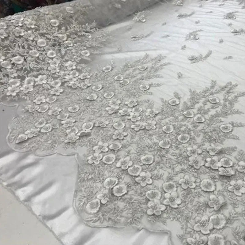 Bridal Wedding Dress Fabric - Beaded Mesh Lace