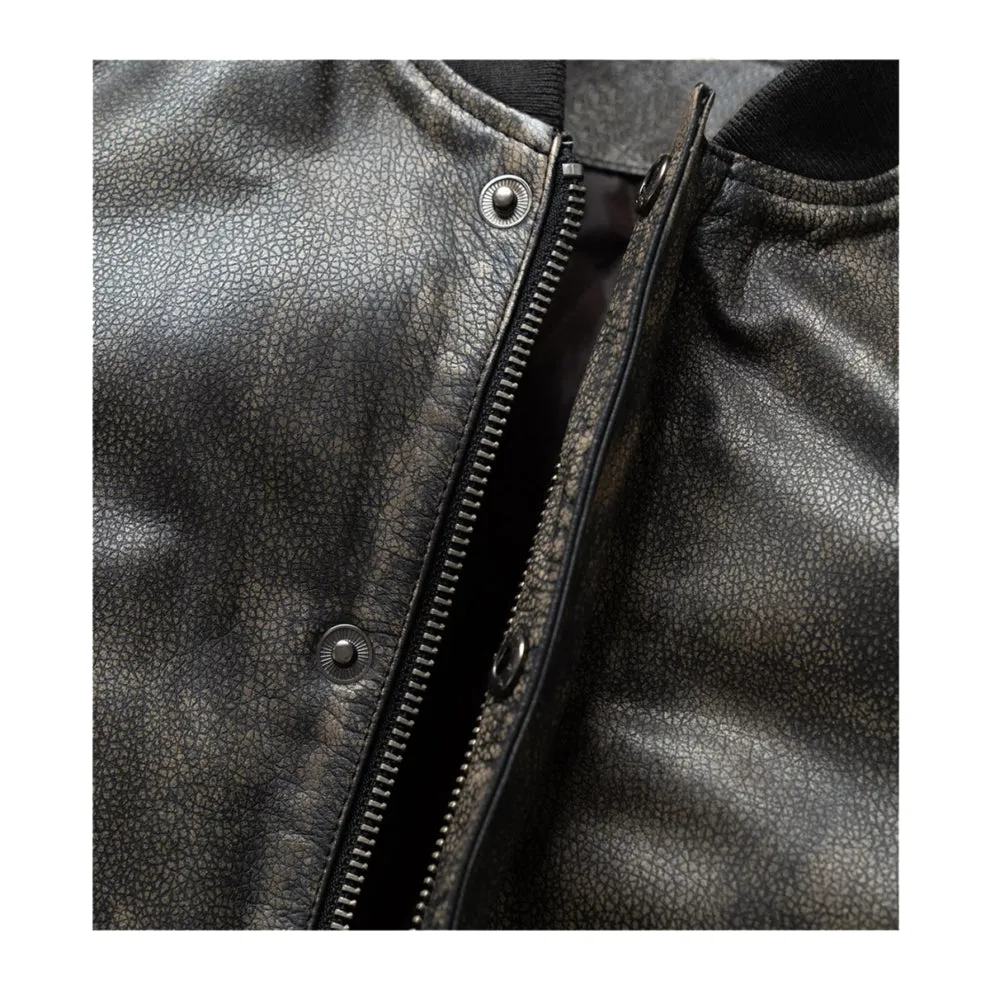 Cognac Dark Brown Bomber Leather Jacket