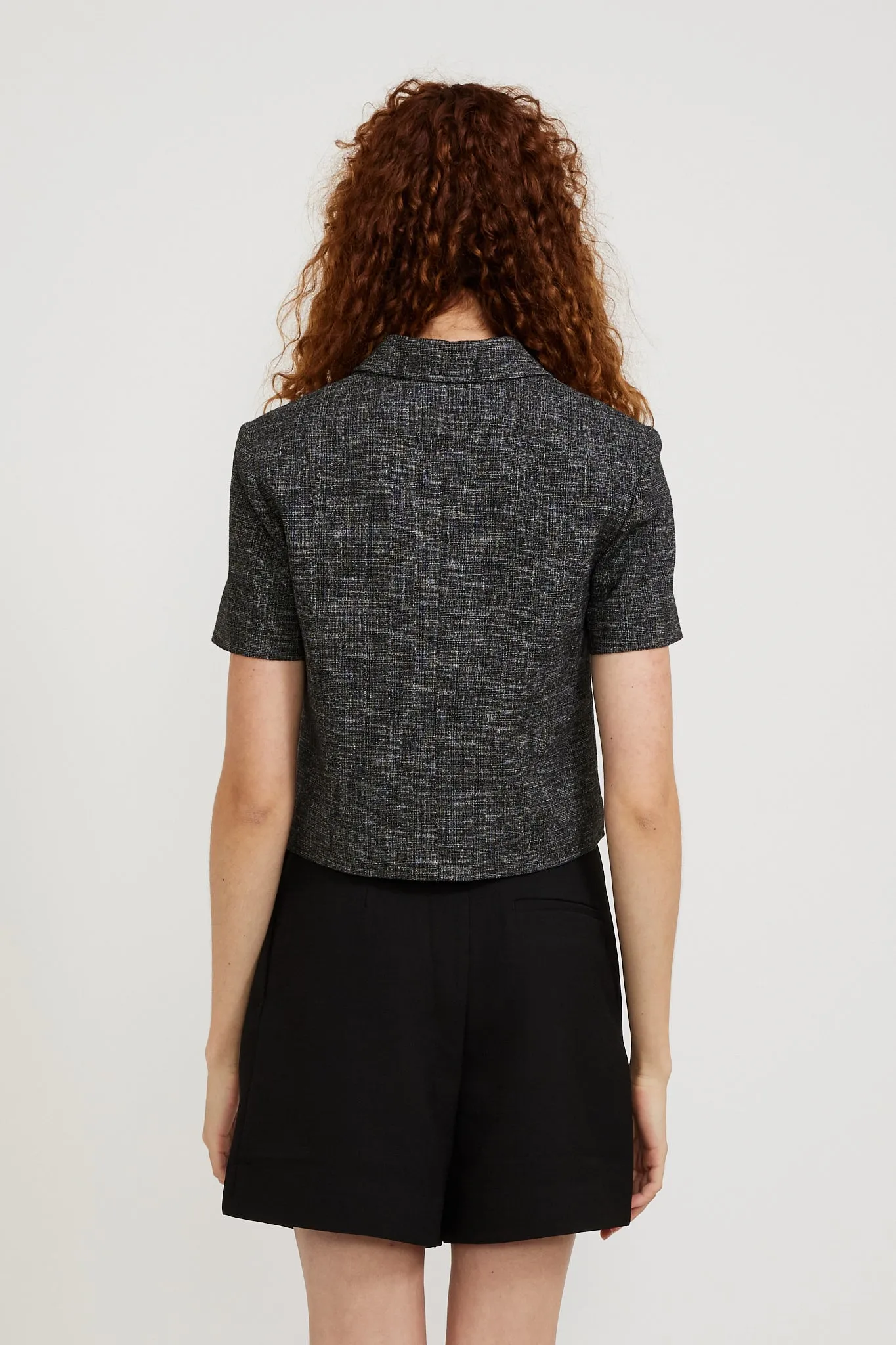 Collared Tweed Jacket Black Mix