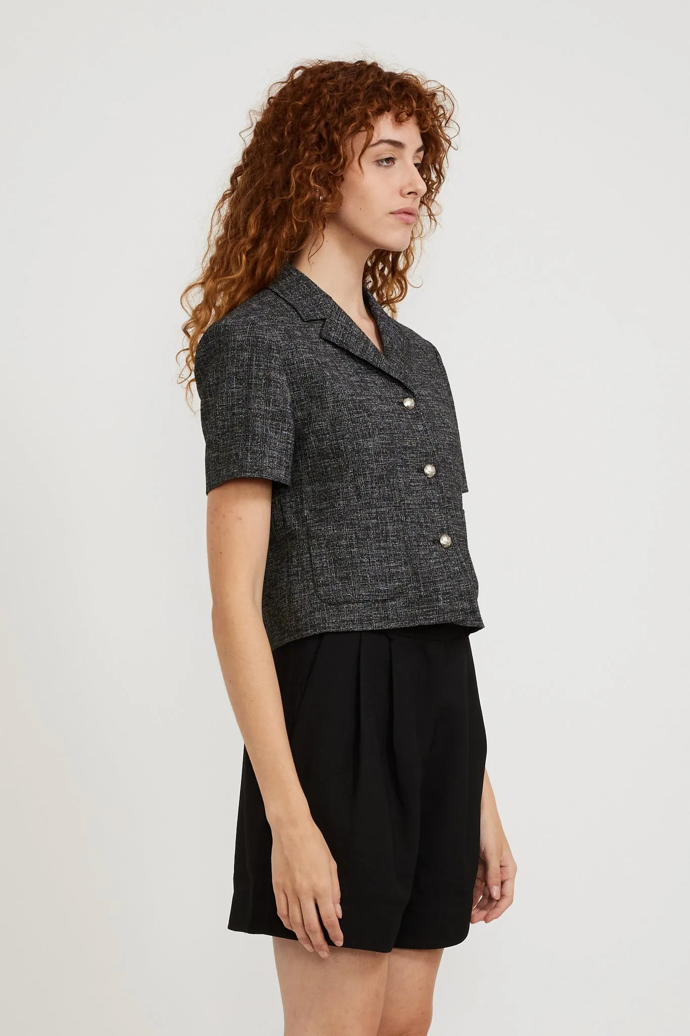 Collared Tweed Jacket Black Mix