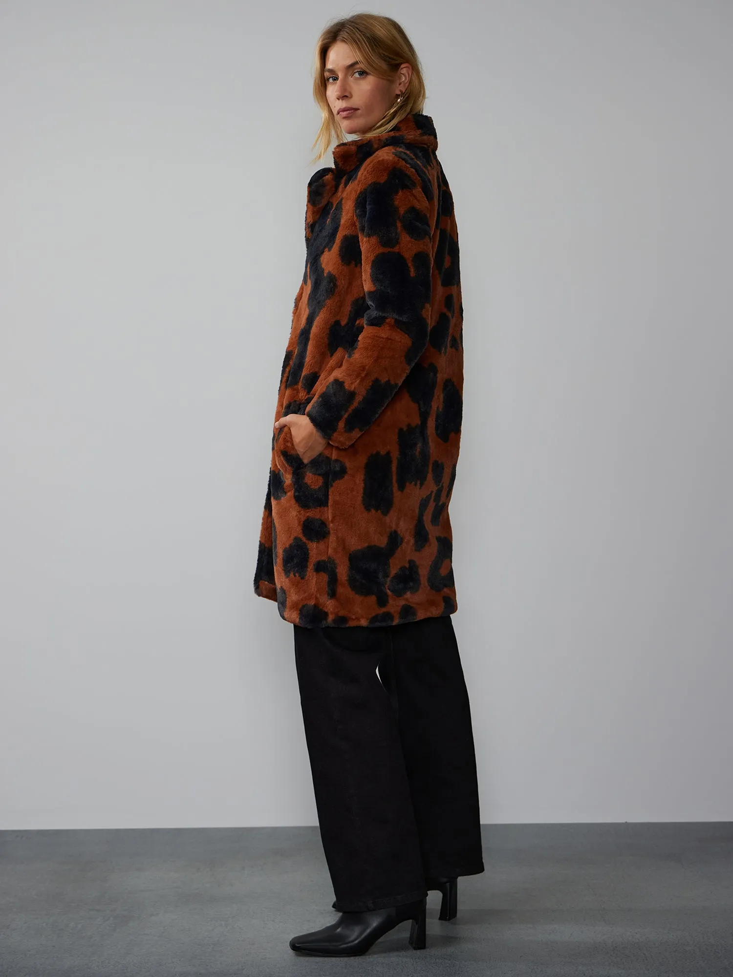 Cow Print Midi Overcoat