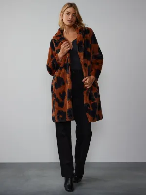 Cow Print Midi Overcoat