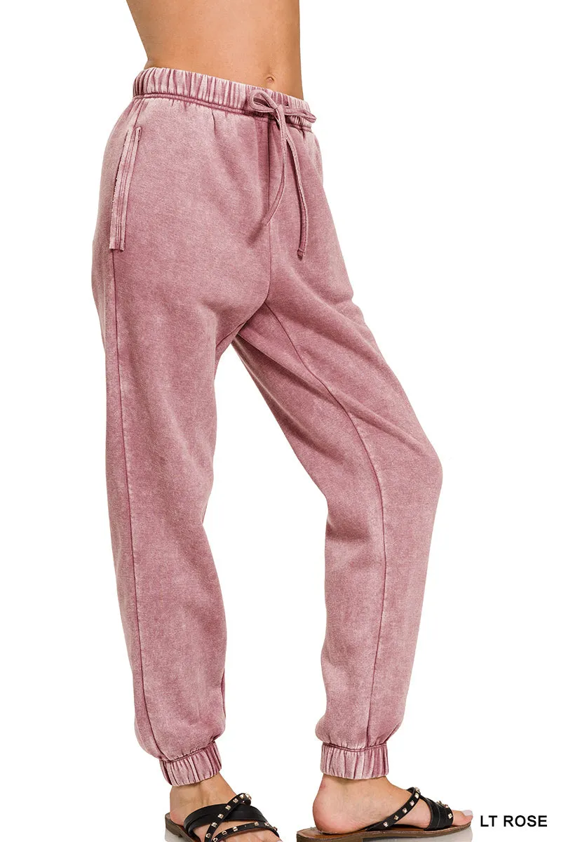 Cuffed Acid Wash Fleece Sweatpants w/ Pockets!! (12 Options)