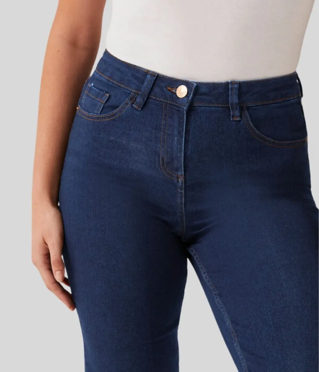 Dark Blue Straight Leg Jeans