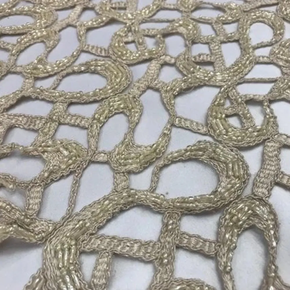 Design Beaded Mesh Lace Fabric Bridal Wedding Clothes