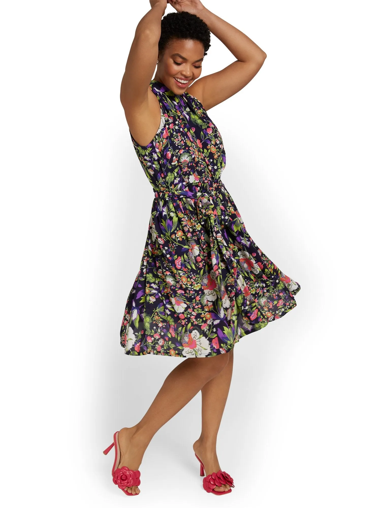 Floral-Print Tie-Waist Dress