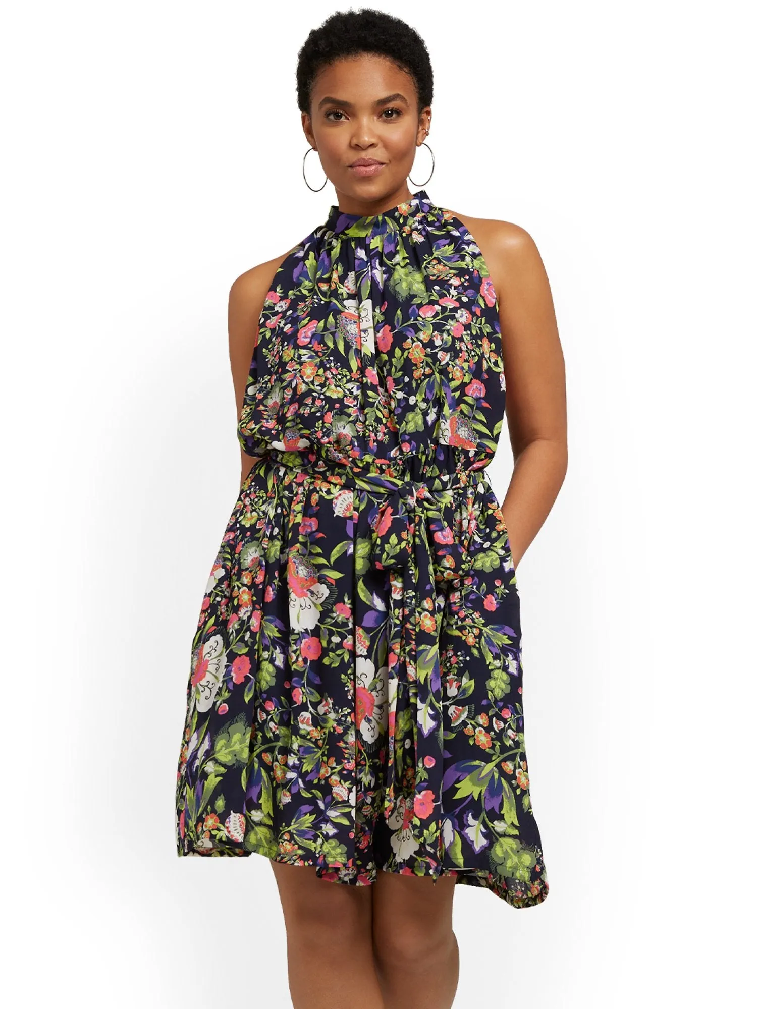 Floral-Print Tie-Waist Dress