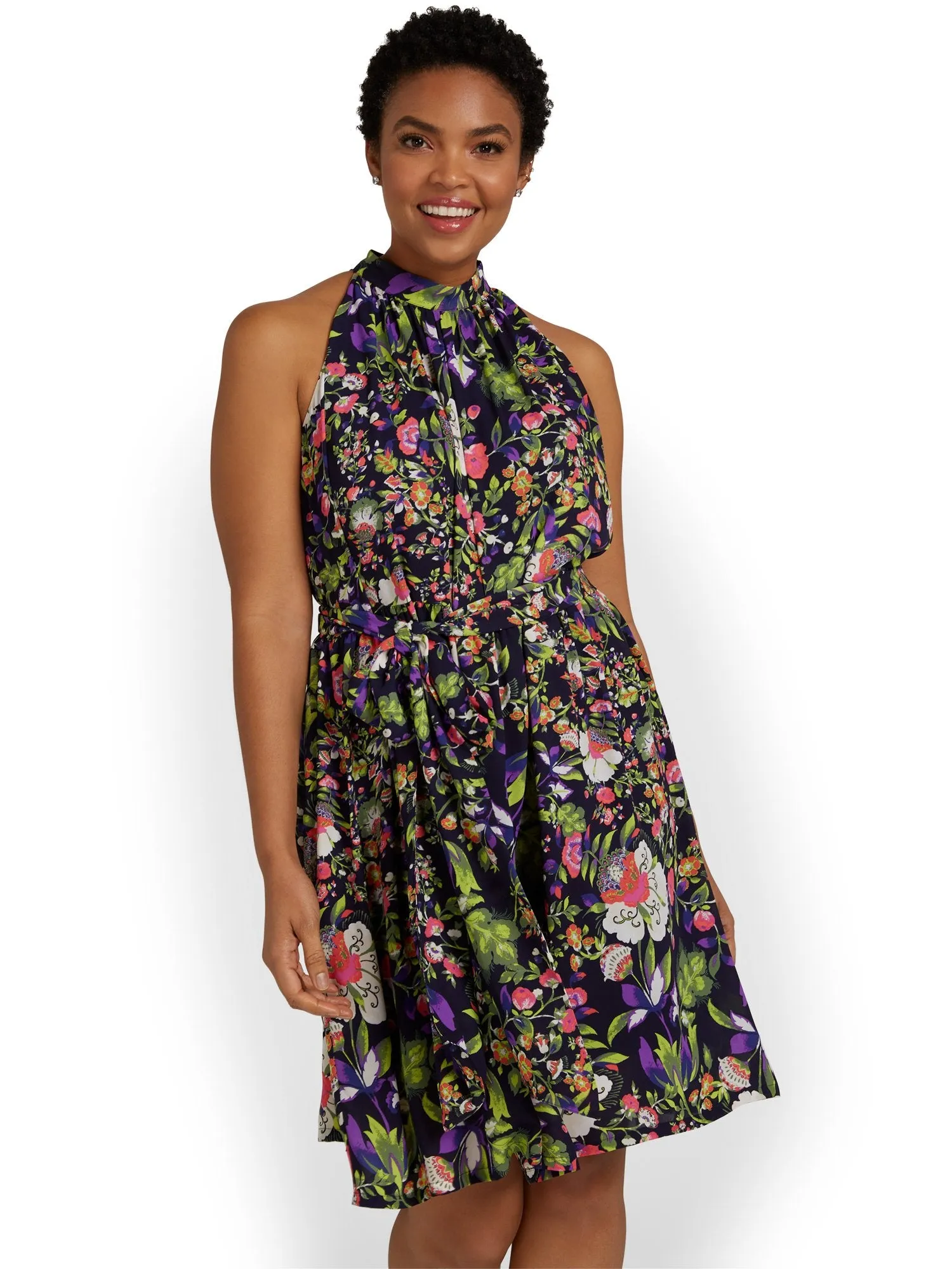 Floral-Print Tie-Waist Dress