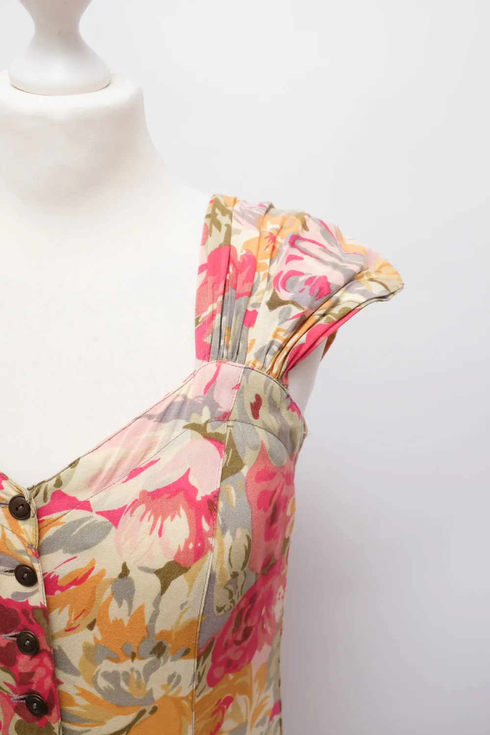 FLORAL VISCOSE MAXI VINTAGE DRESS