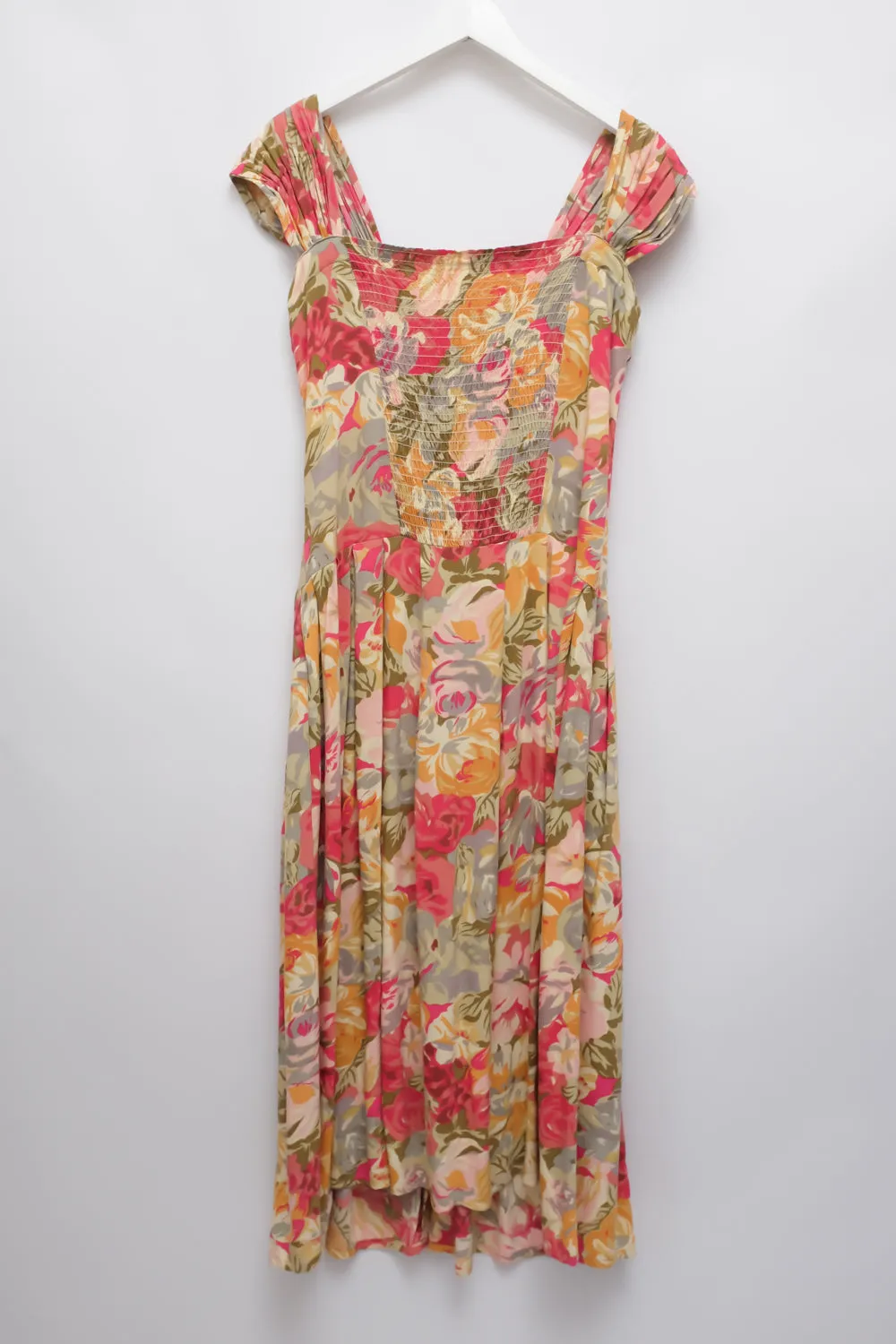 FLORAL VISCOSE MAXI VINTAGE DRESS