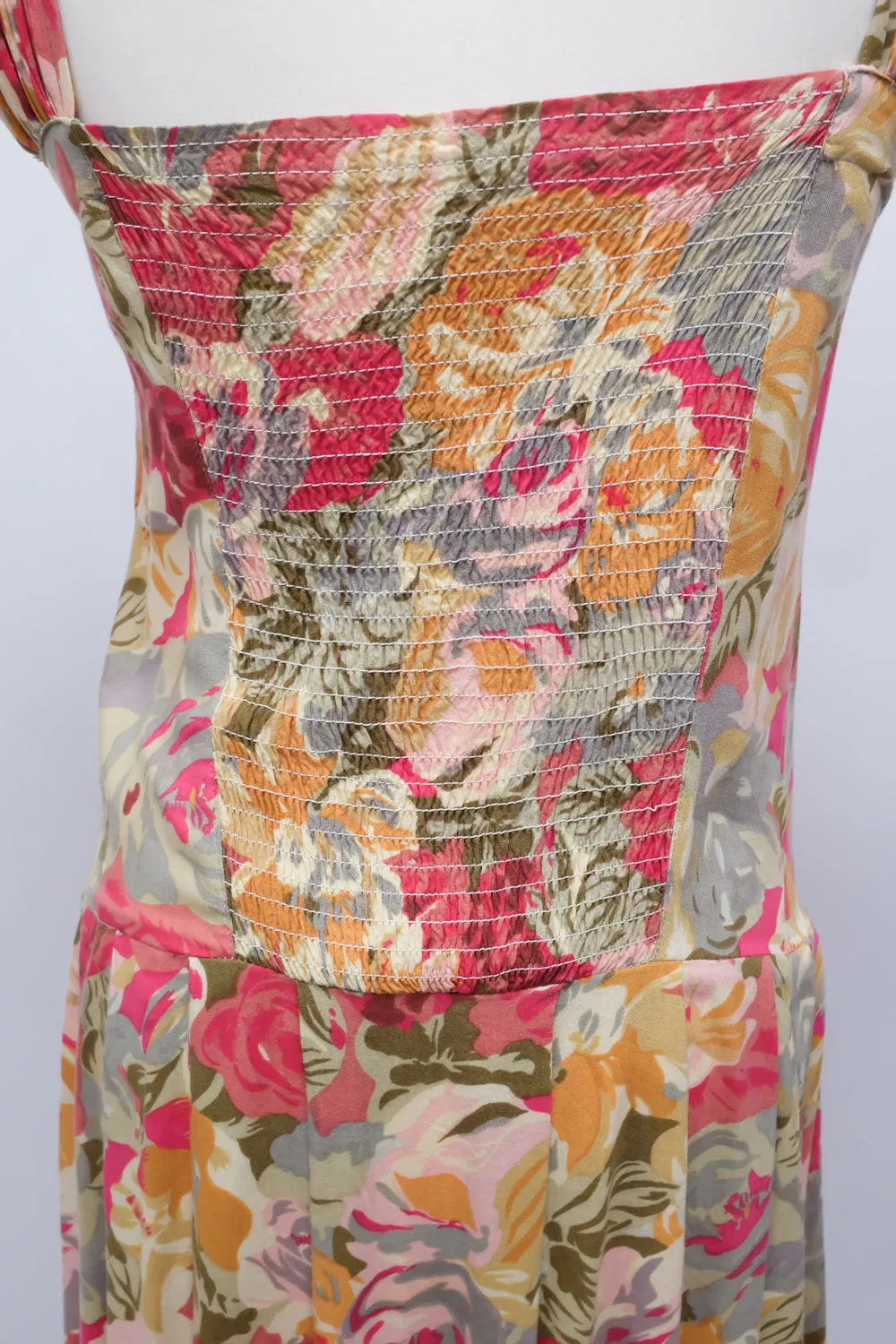 FLORAL VISCOSE MAXI VINTAGE DRESS