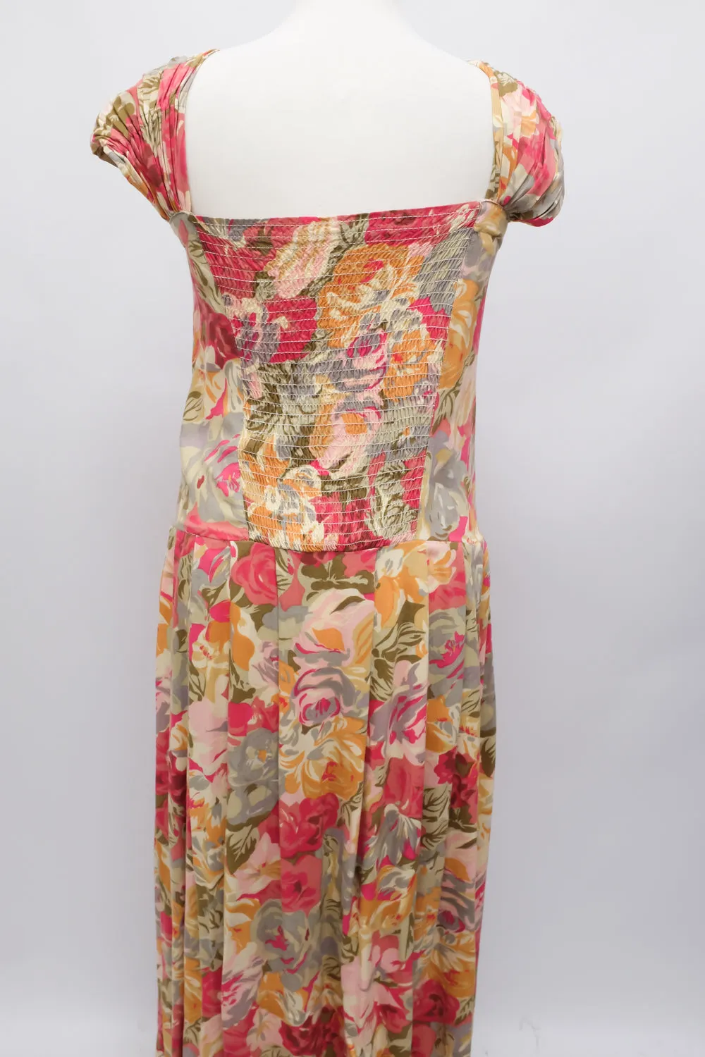 FLORAL VISCOSE MAXI VINTAGE DRESS