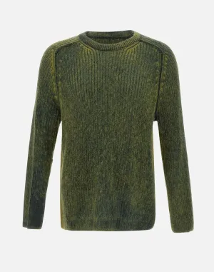 Green Wool Mohair Crew Neck Sweater