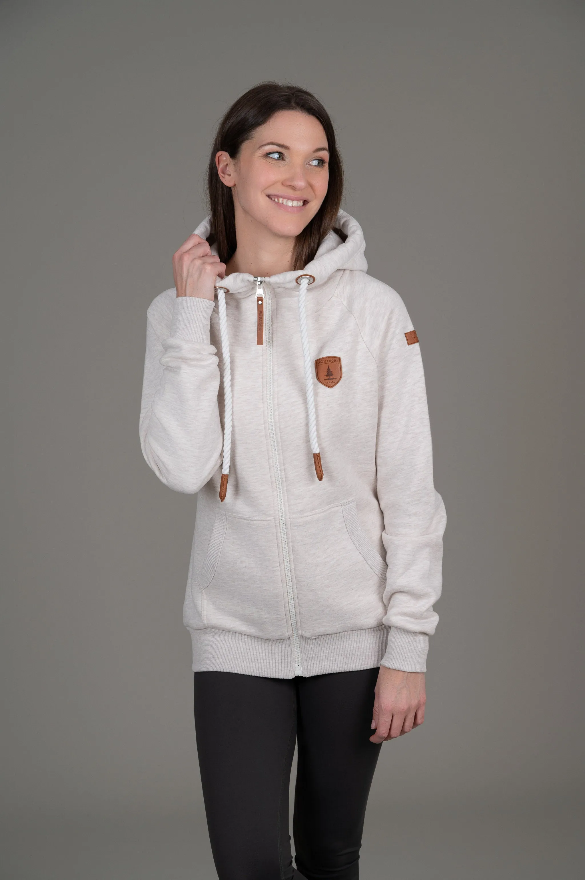 Hera Heather Oatmeal Full-Zip Hoodie