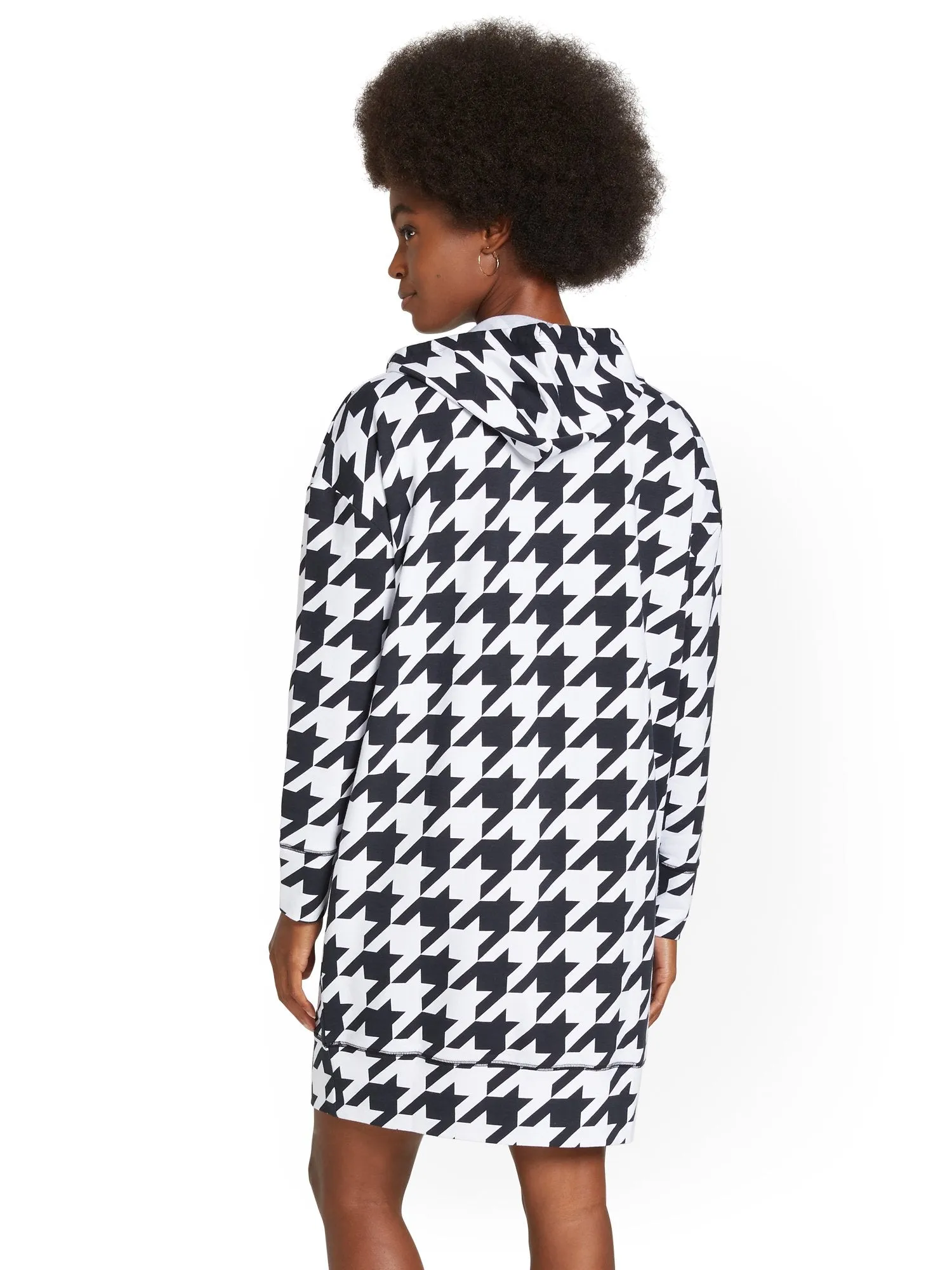 Houndstooth Hoodie Dress