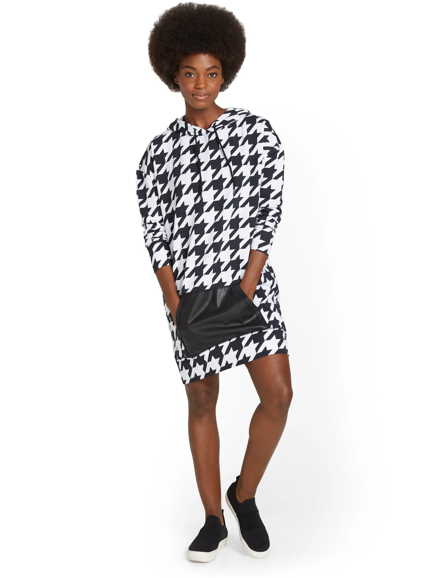 Houndstooth Hoodie Dress