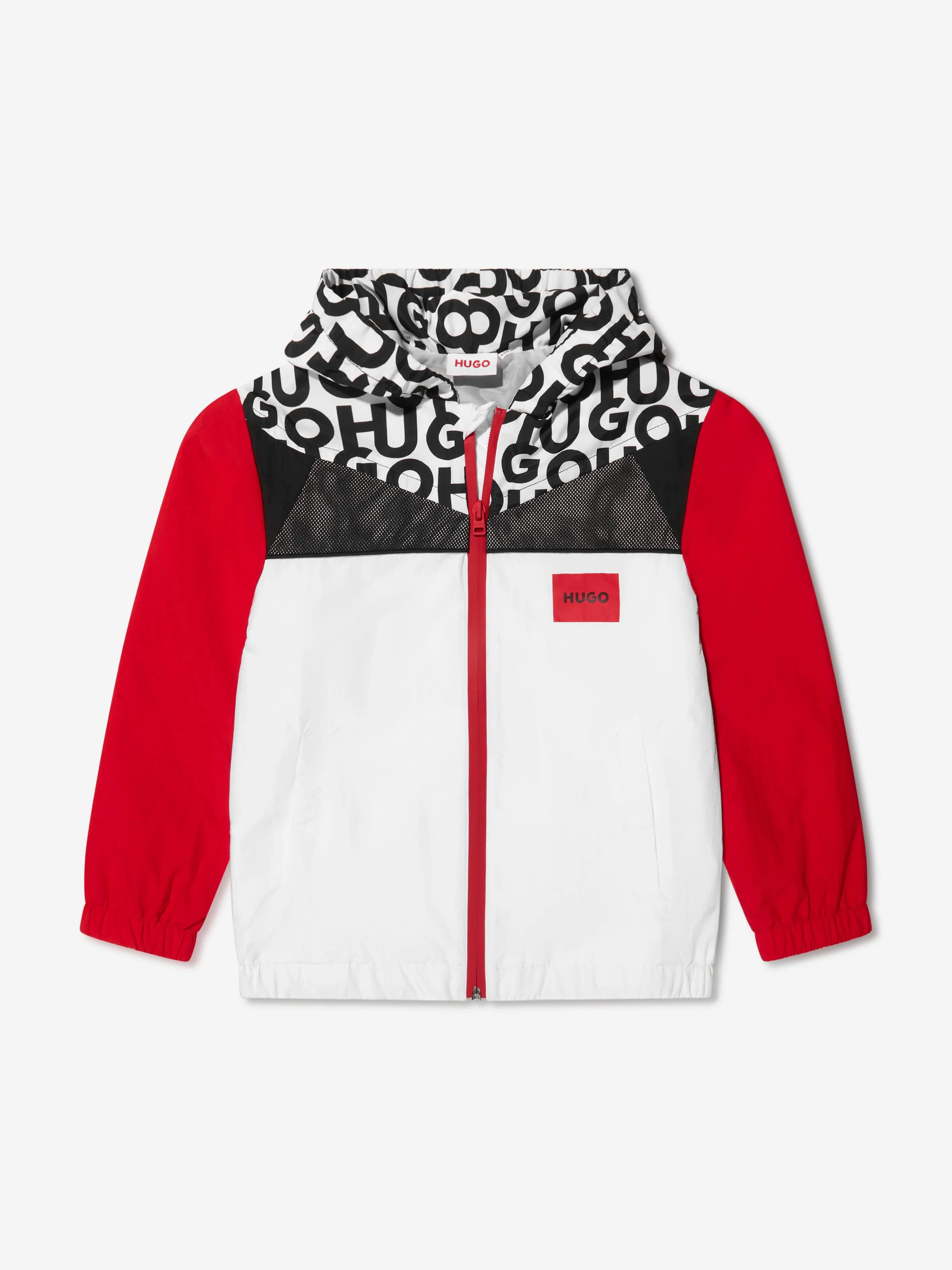 Hugo Boys Hooded Windbreaker in Red