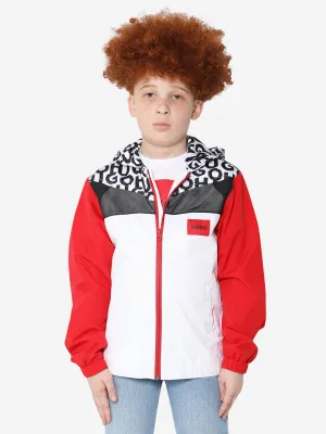 Hugo Boys Hooded Windbreaker in Red