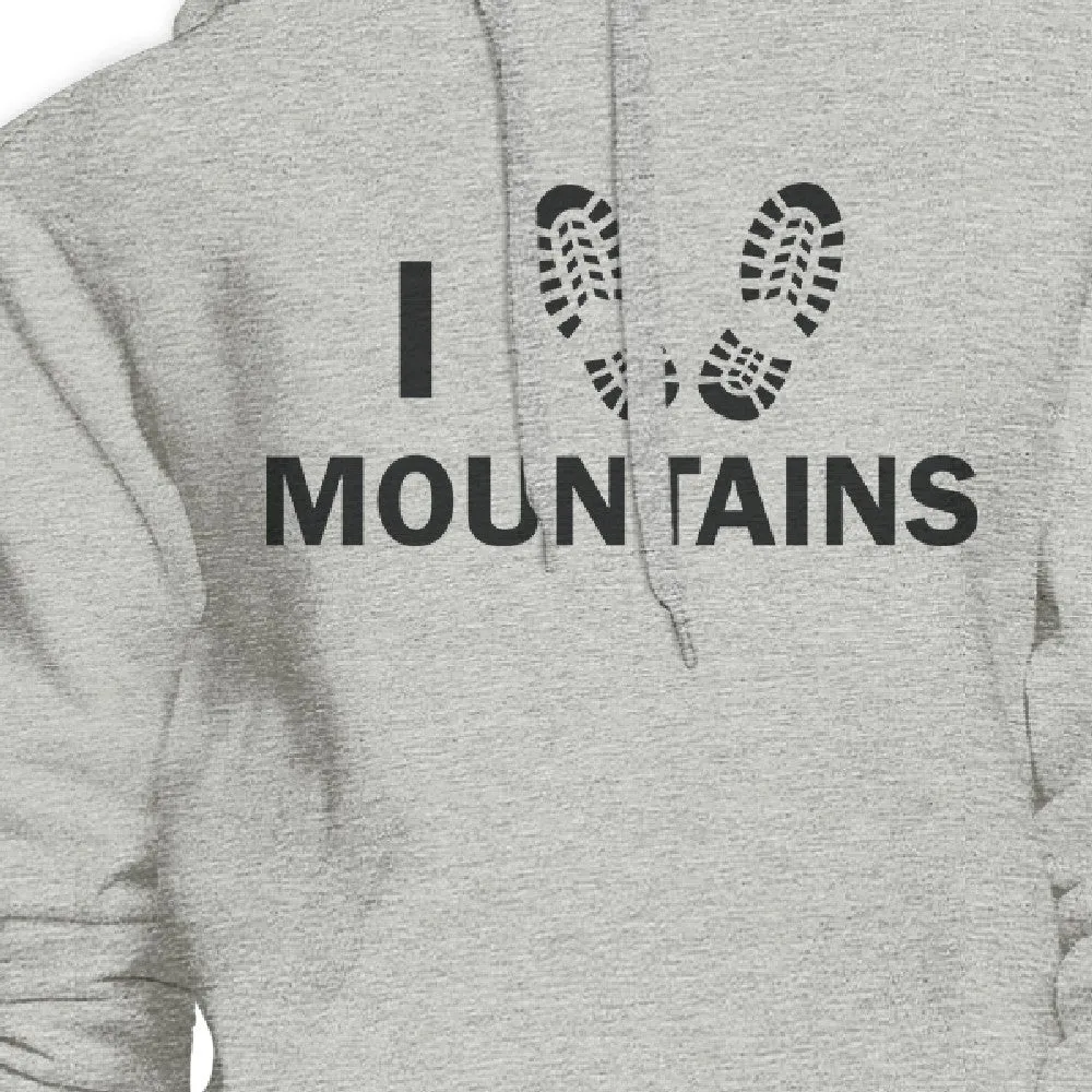 I Heart Mountains Unisex Hoodie Funny Gift Idea For Hiking Lovers