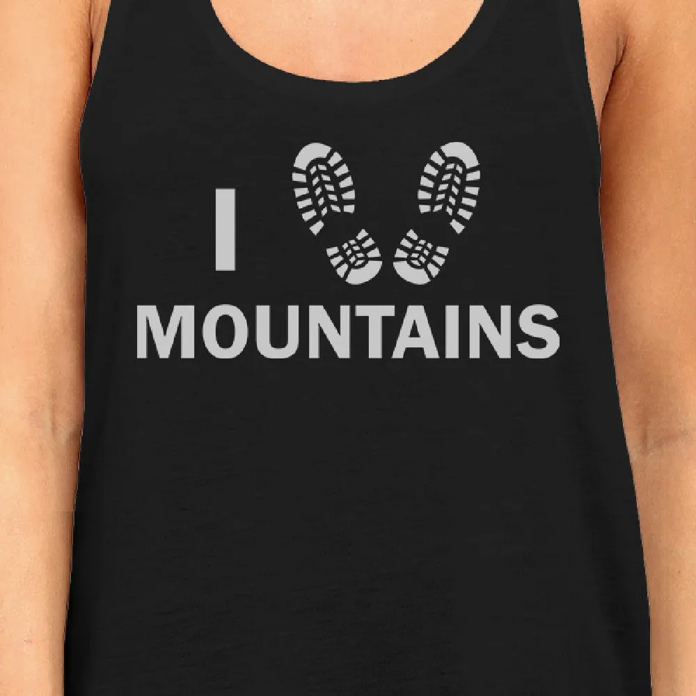 I Heart Mountains Women's Black Cotton Tanks For Mountain Lovers