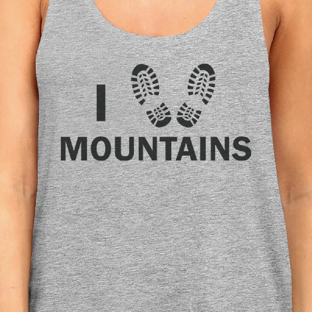 I Heart Mountains Womens Gray Roundneck Tank Top Earth Day Inspired