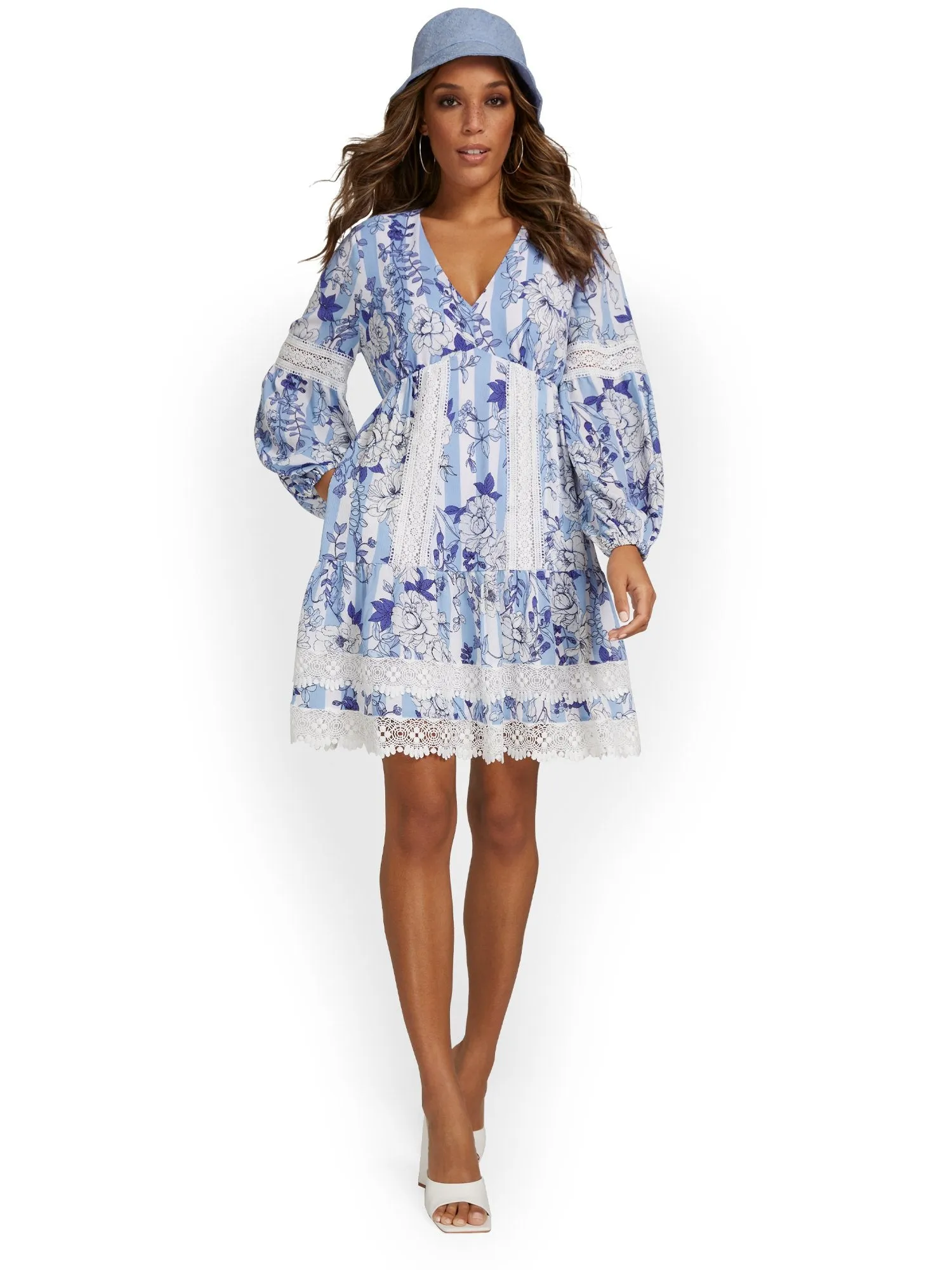 Lace-Trim Babydoll Dress - Lily & Cali