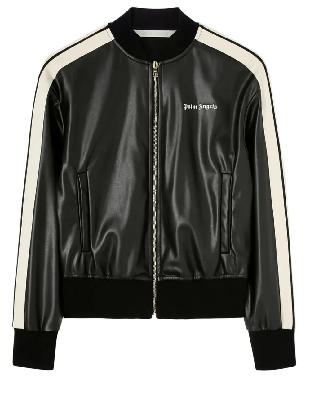 Leather Effect Track Bomber Jacket