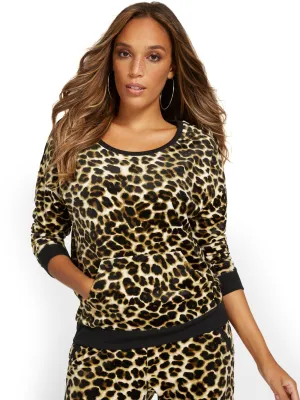 Leopard-Print Velour Sweatshirt - Dreamy Velour Collection