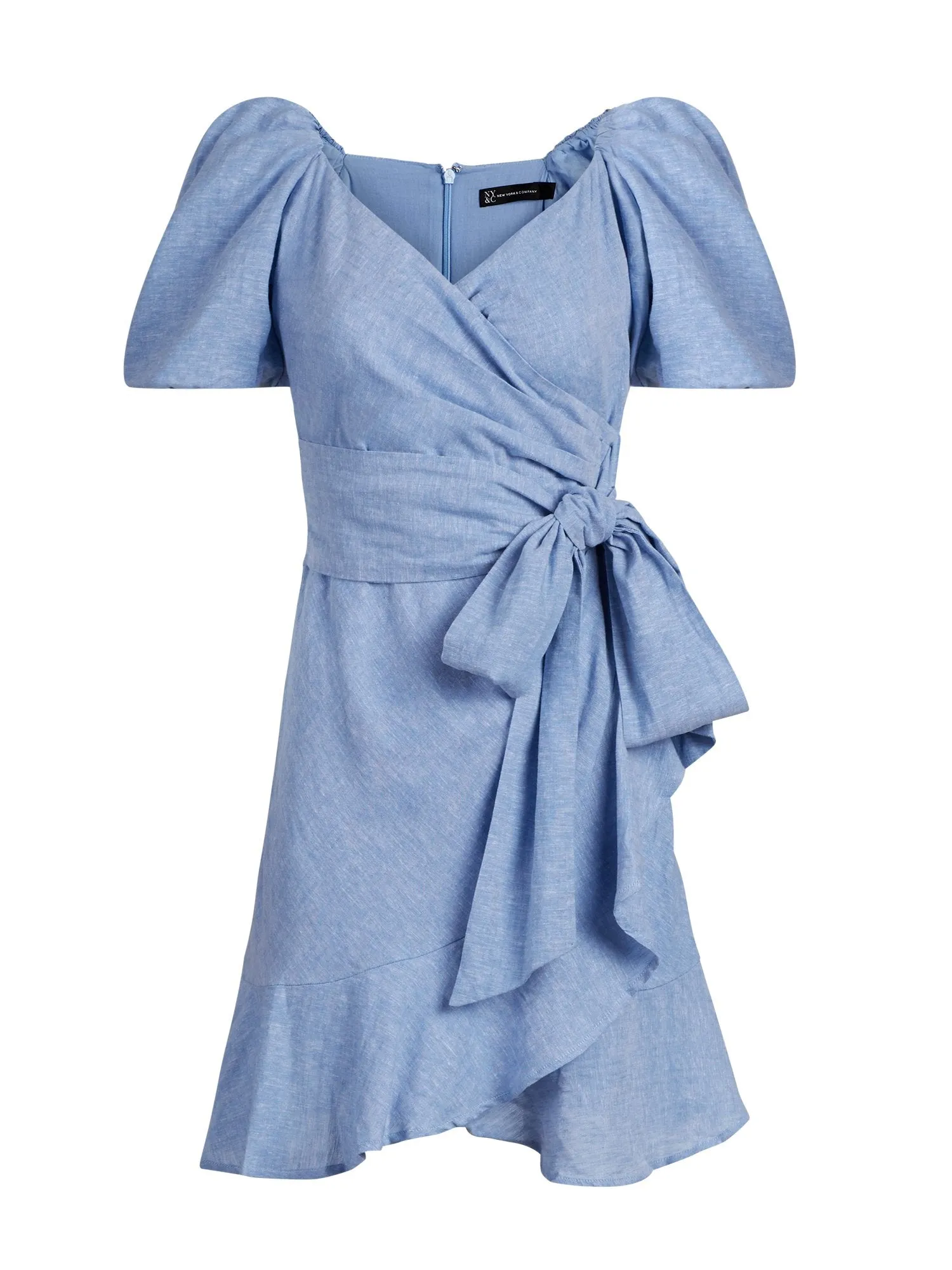 Linen-Blend Wrap Dress