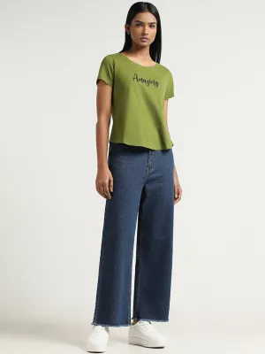 LOV Dark Blue Wide Leg - Fit Mid - Rise Jeans