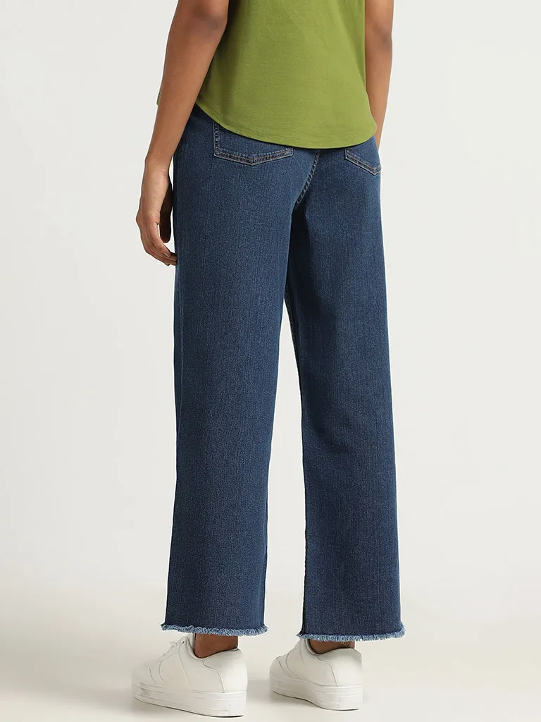 LOV Dark Blue Wide Leg - Fit Mid - Rise Jeans