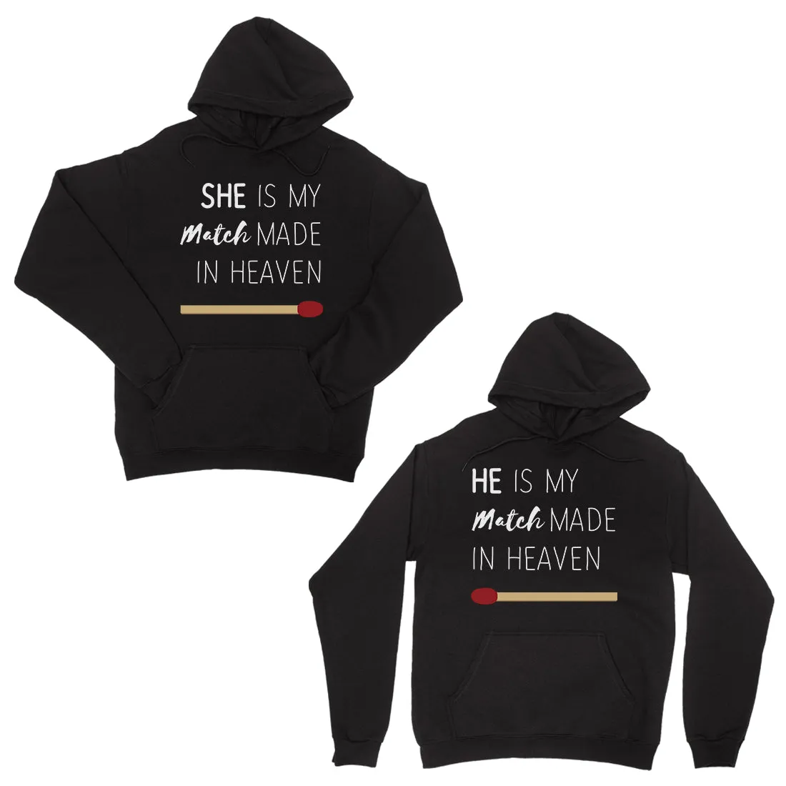 Match Made In Heaven Black Matching Couple Hoodies Christmas Gifts