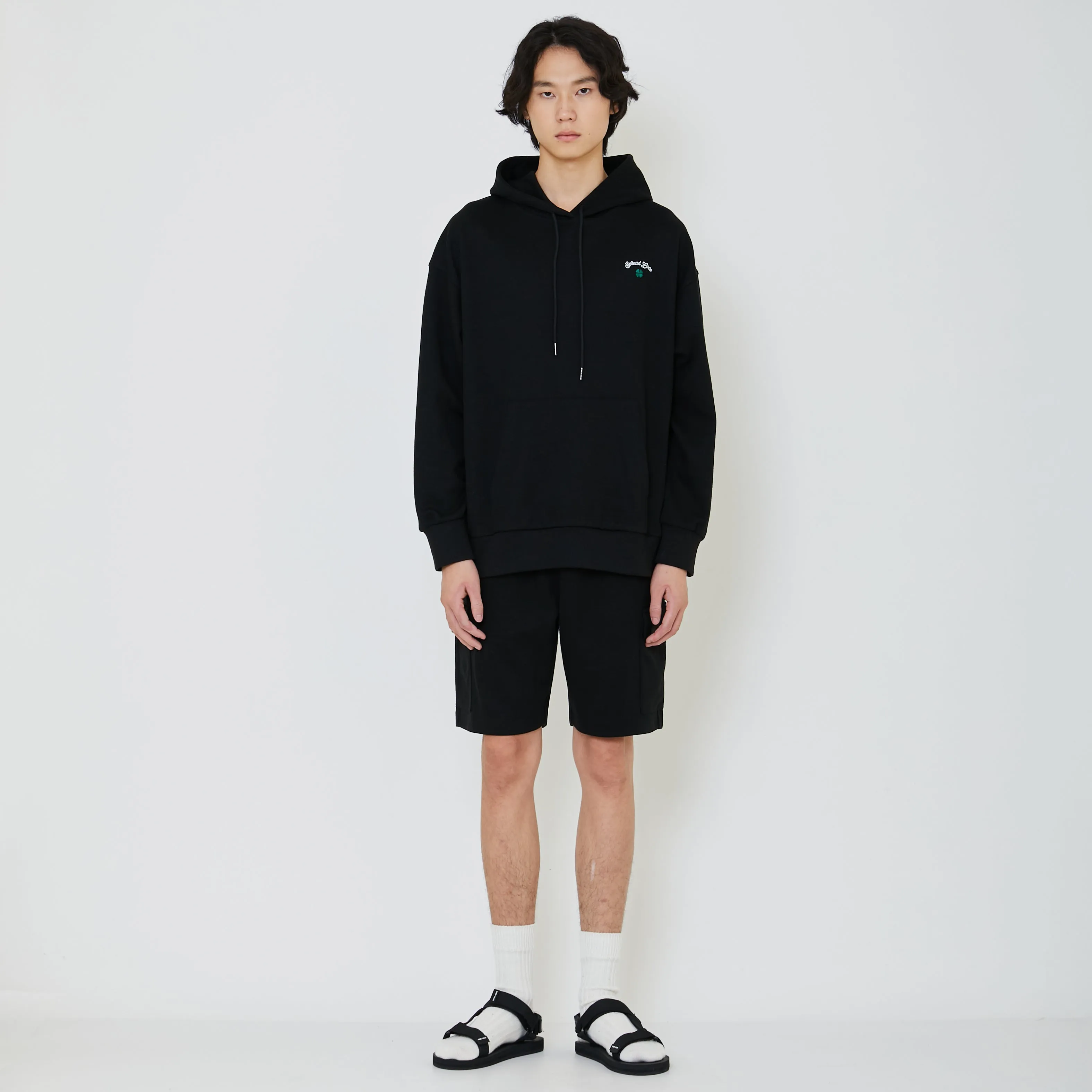 Men Embroidery Oversized Hoodie - Black - SM2402030D