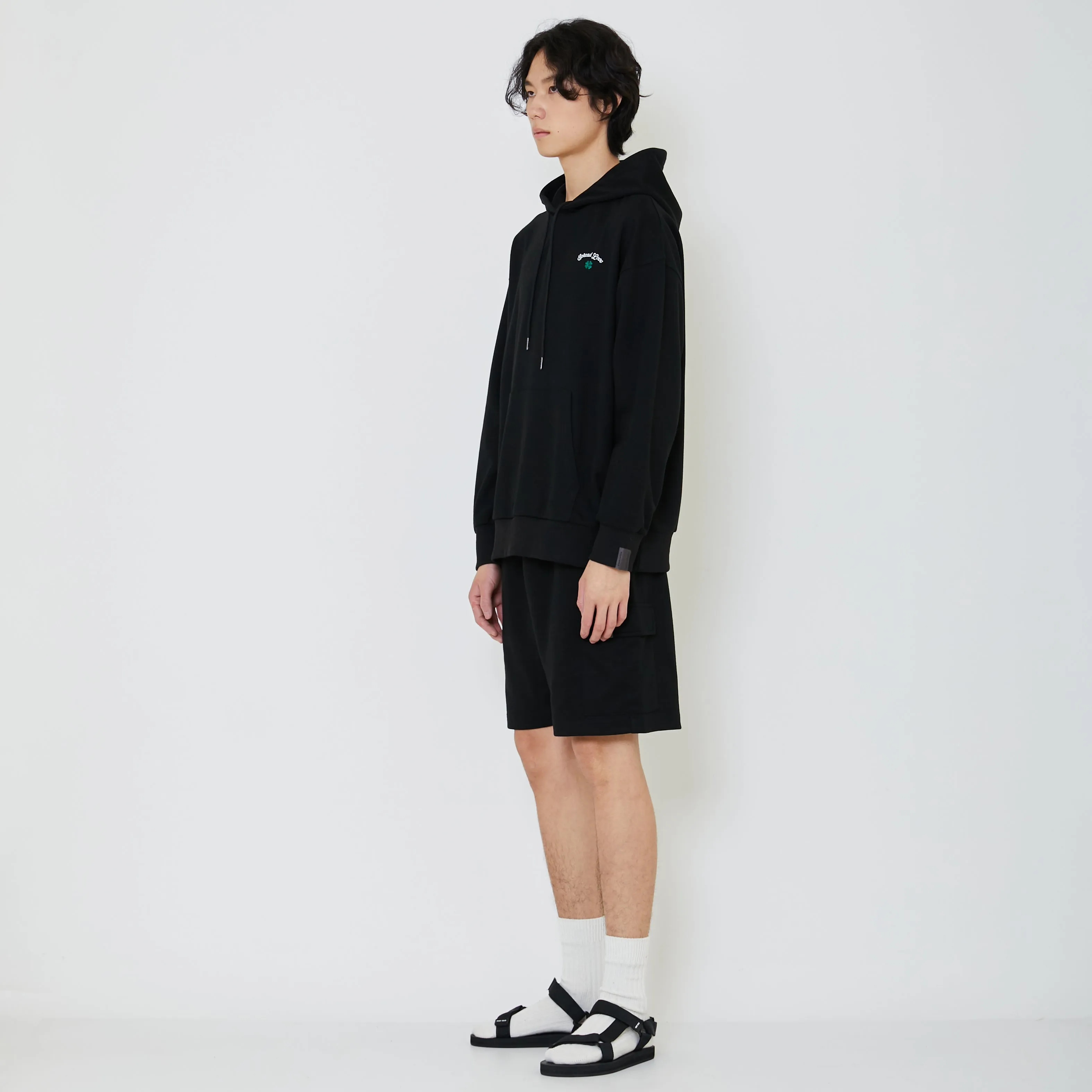 Men Embroidery Oversized Hoodie - Black - SM2402030D