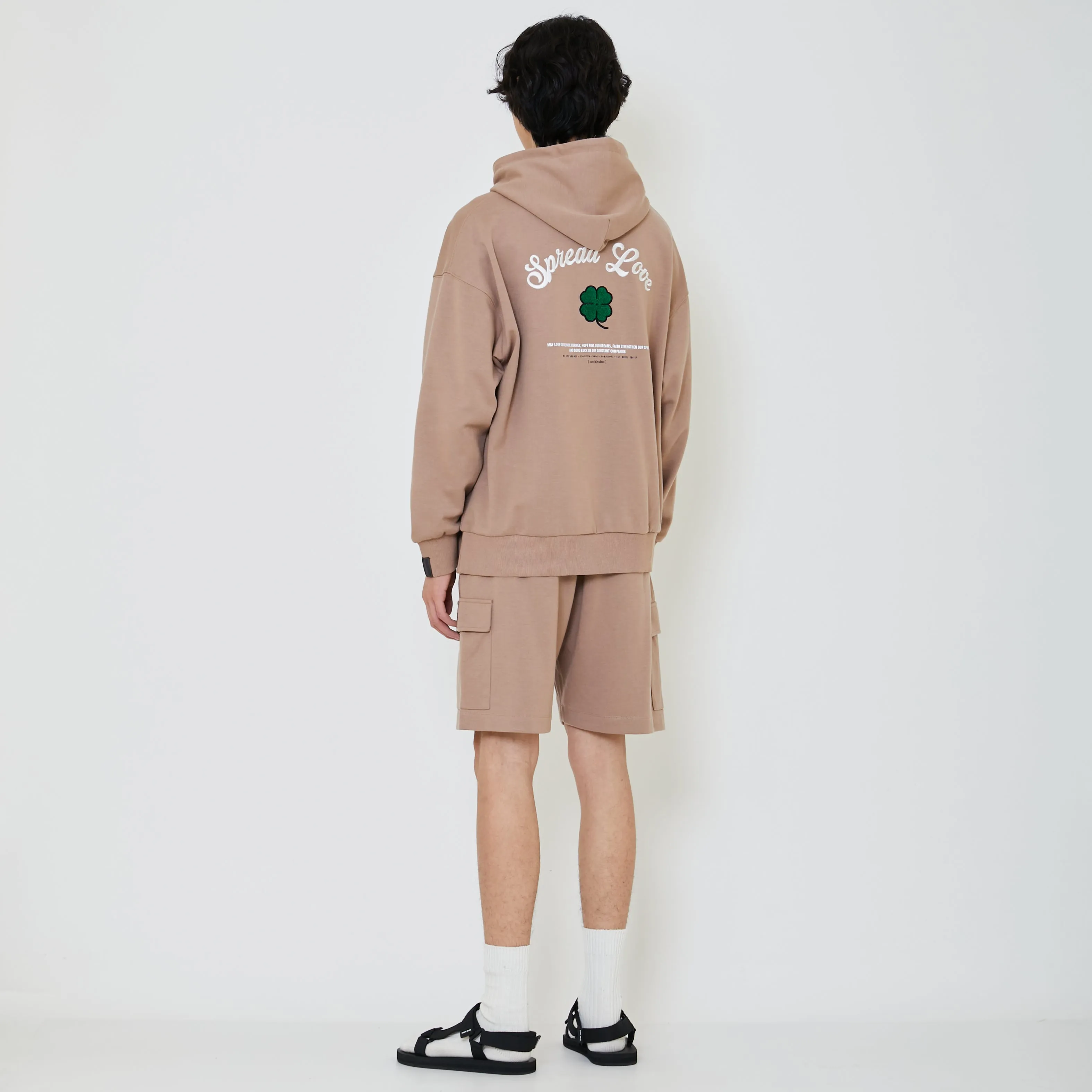 Men Embroidery Oversized Hoodie - Khaki - SM2402030C