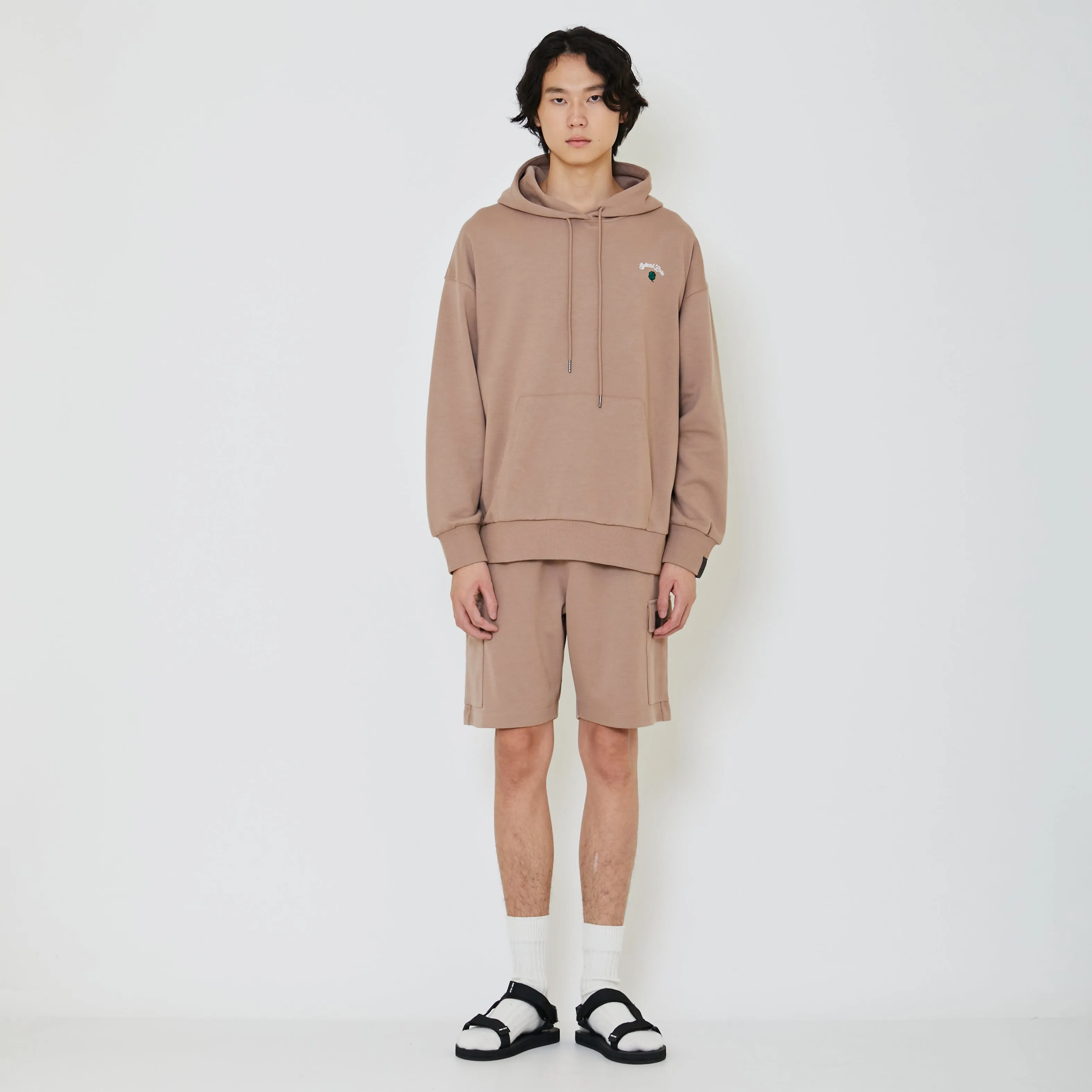 Men Embroidery Oversized Hoodie - Khaki - SM2402030C