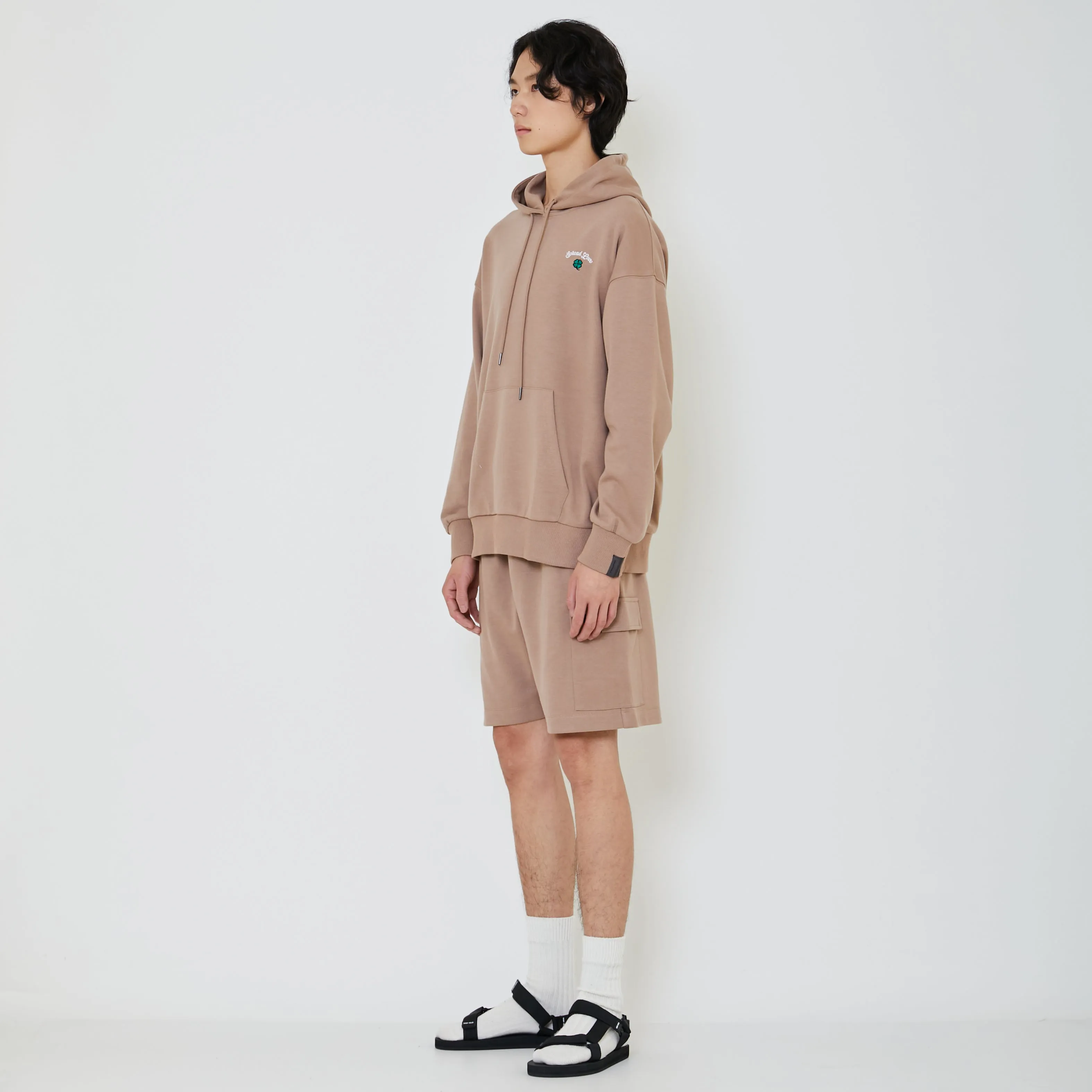 Men Embroidery Oversized Hoodie - Khaki - SM2402030C