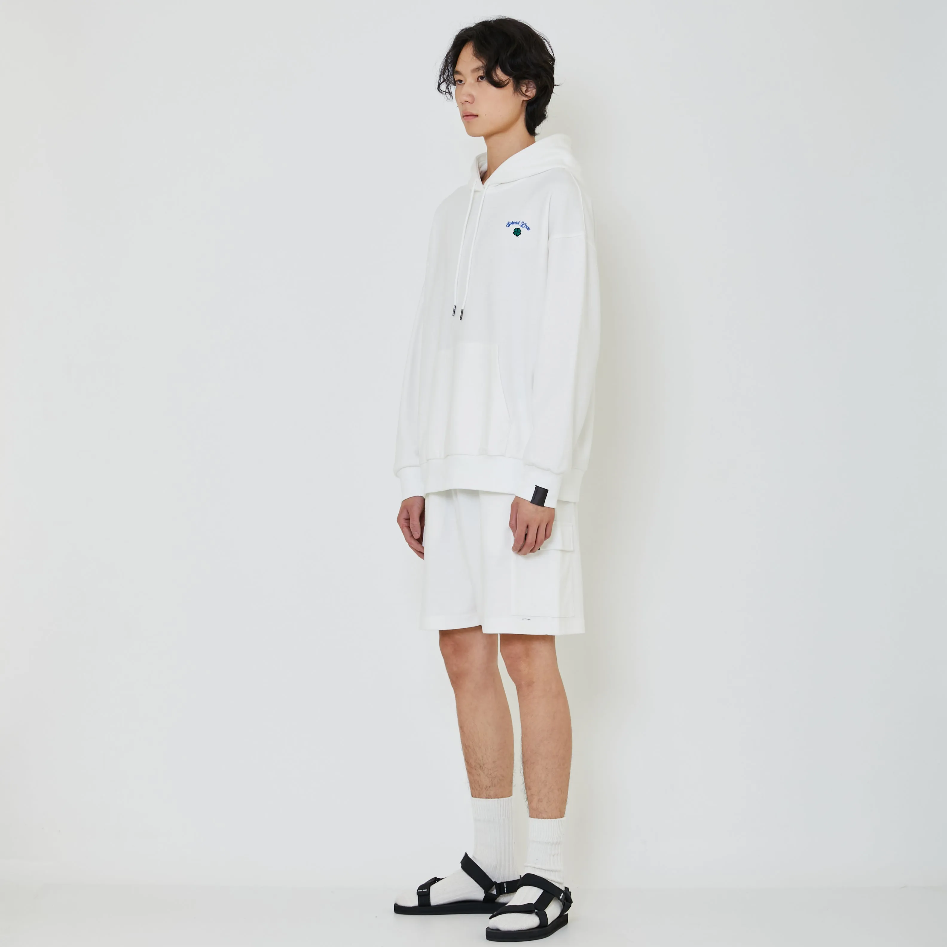 Men Embroidery Oversized Hoodie - Off White - SM2402030A