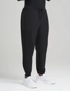 Mens 10-Pocket Jogger Scrub Pants - Black