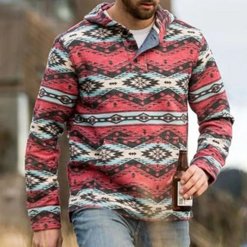 Men'S Autumn And Winter Ethnic Print Warm Sweater