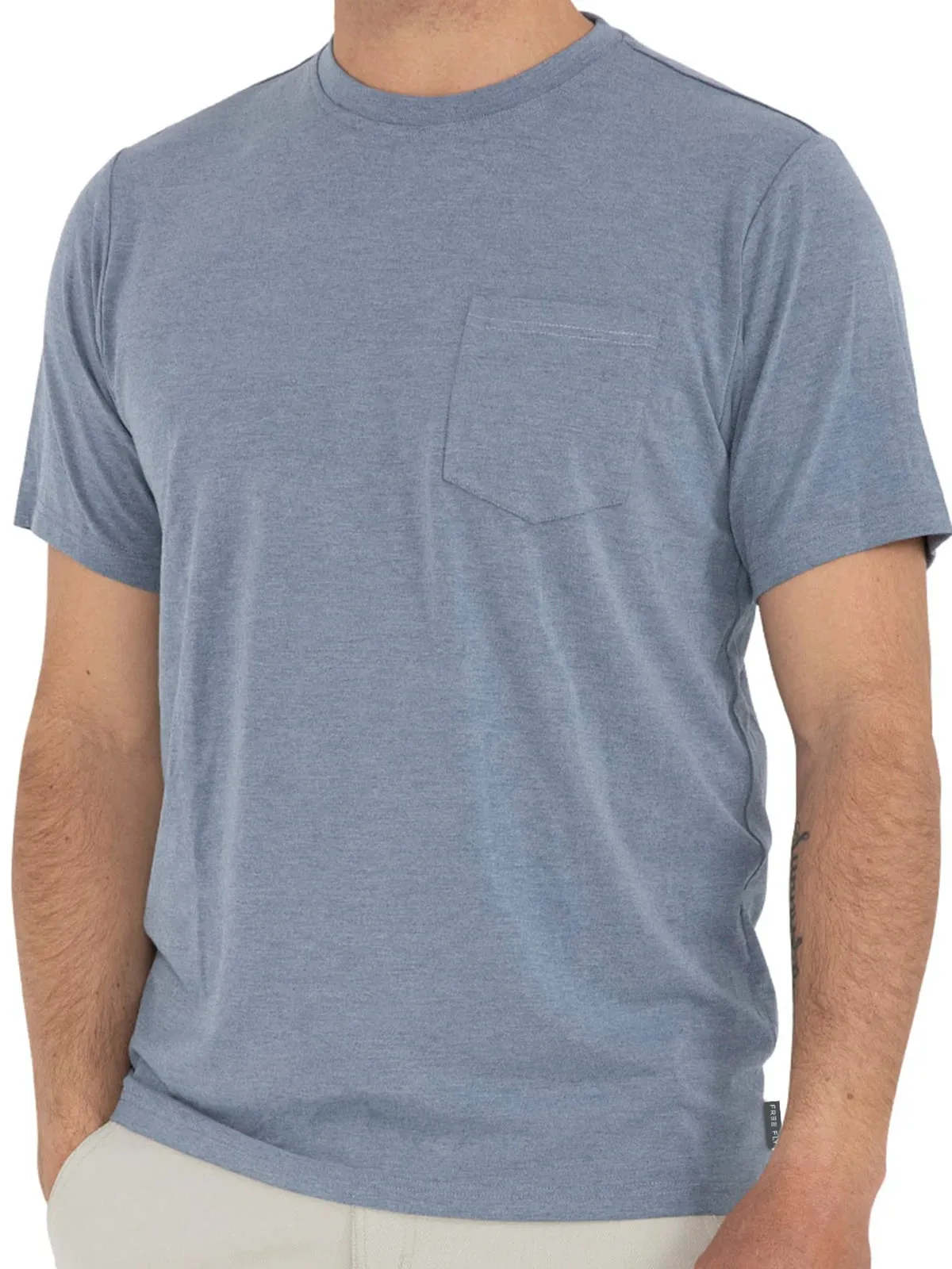 Men's Bamboo Flex Pocket Tee - Heather Blue Dusk