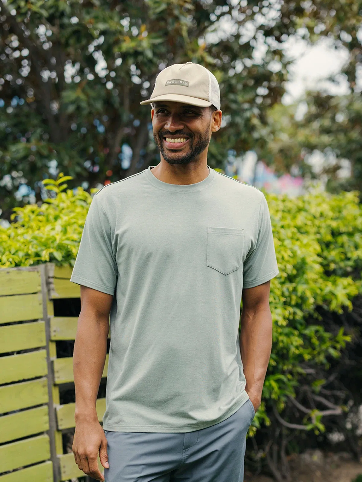 Men's Bamboo Flex Pocket Tee - Heather Blue Dusk