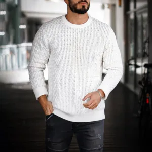 Men'S Fashion Round Neck Slim Warm Sweater