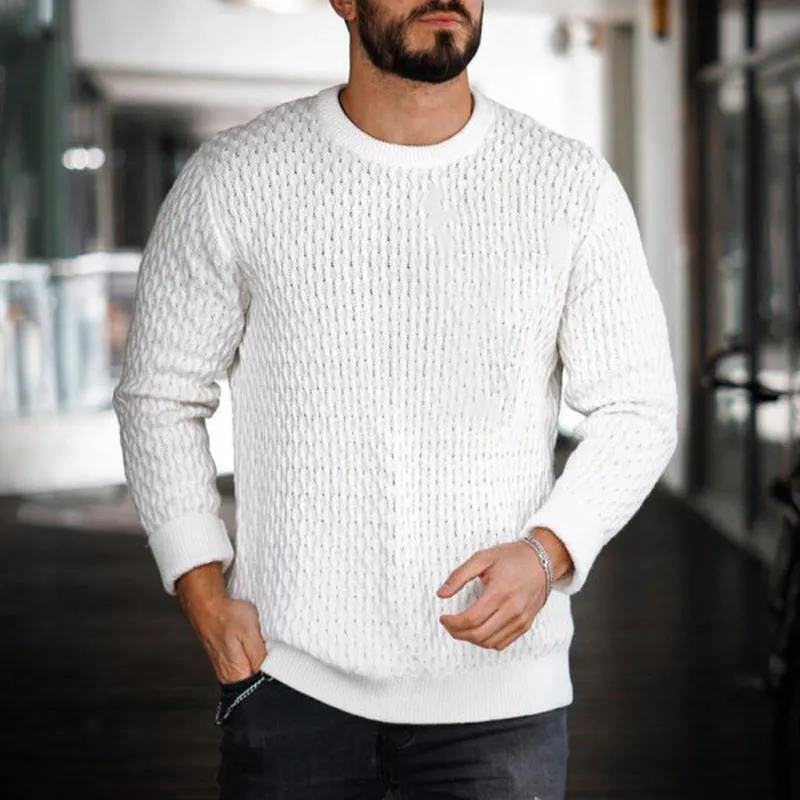 Men'S Fashion Round Neck Slim Warm Sweater